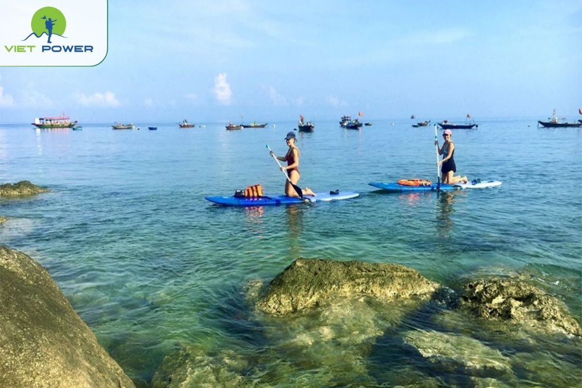 Kayaking along calm waves