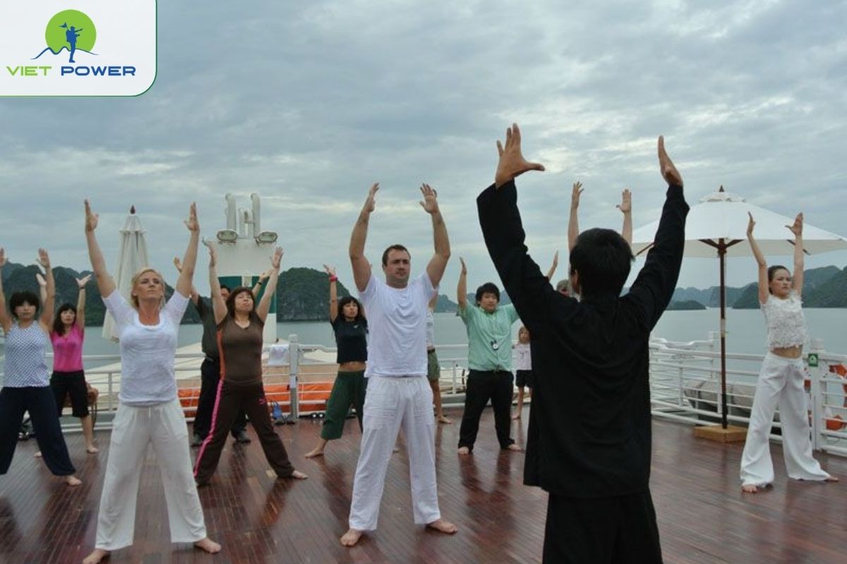 ai Chi session on the sundeck,