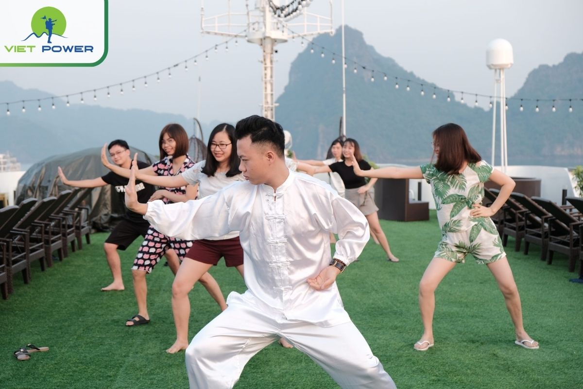 Tai Chi session on the sundeck