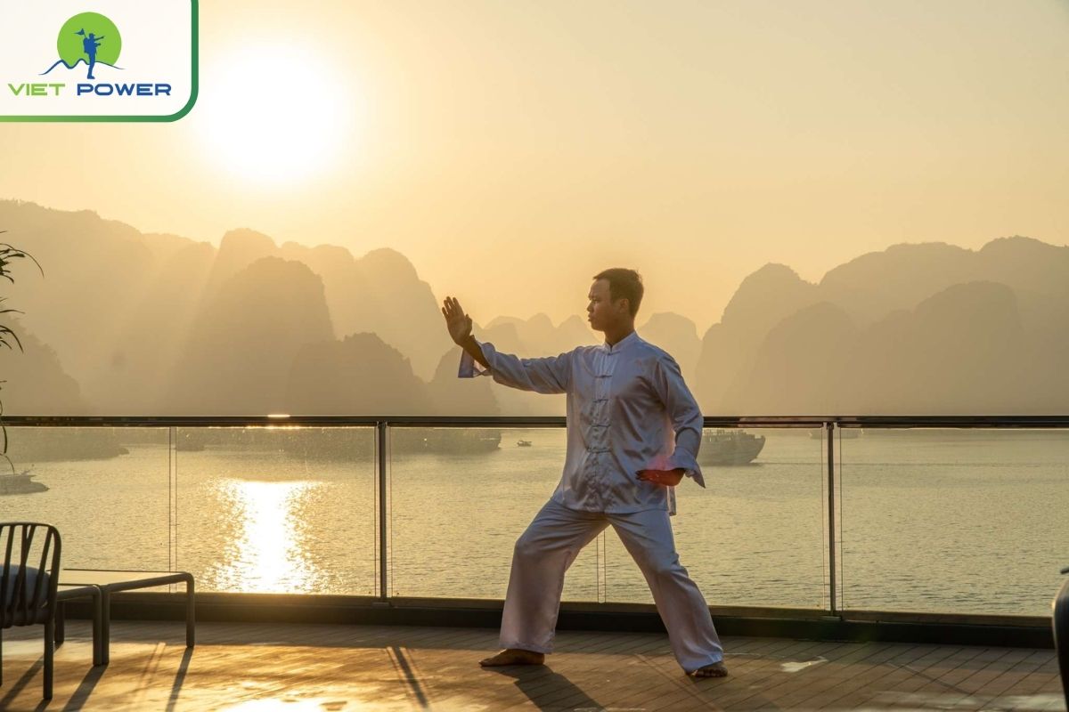 Tai Chi session on the sundeck