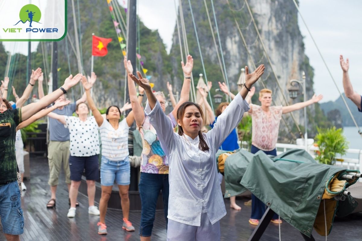Tai Chi and sunrise watching on the sundeck