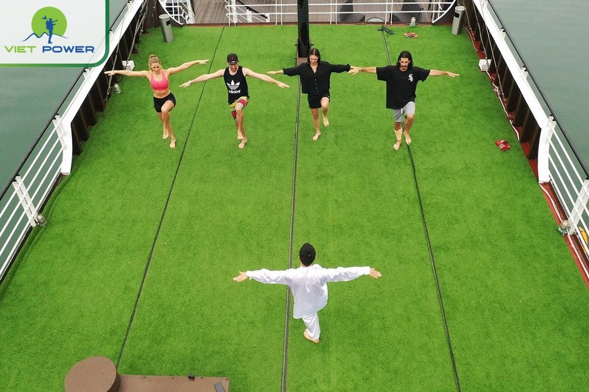 Tai Chi session on the sundeck