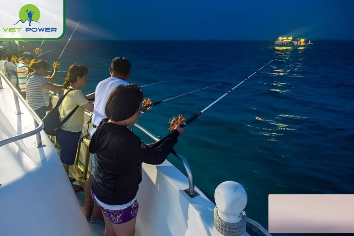 Squid fishing at night