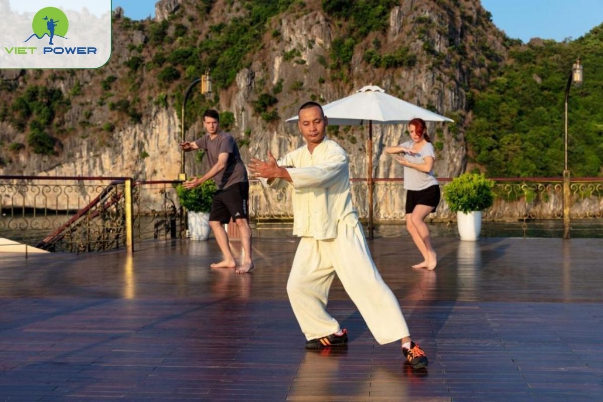 Tai Chi class on the sundeck