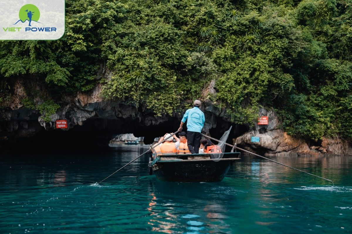 Bamboo boat at Bright & Dark Cave 