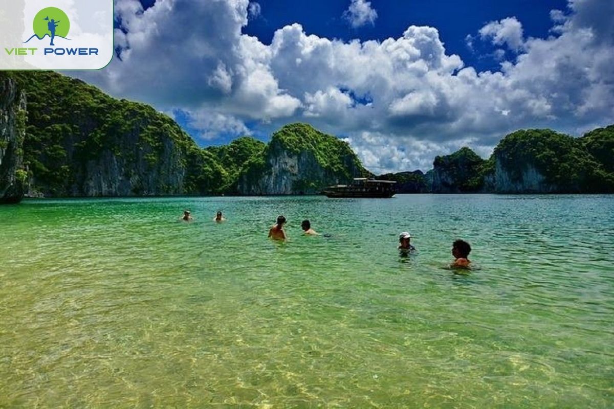 Swimming in clear waters.