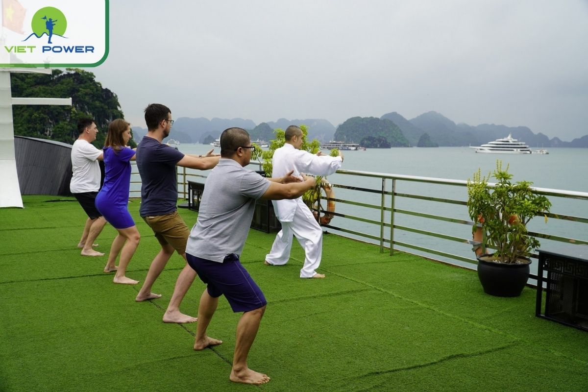 Tai Chi session on the sundeck at sunrise