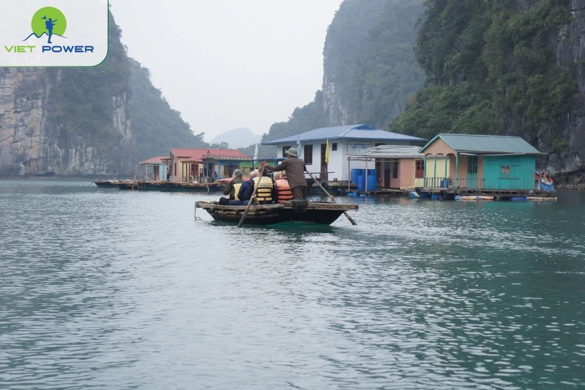 Visit Vung Vieng Floating Village by bamboo boat.