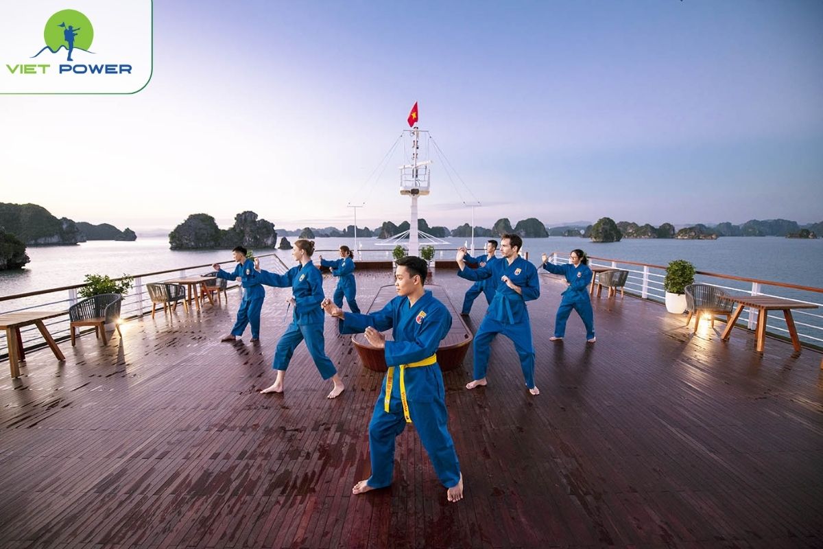 Tai Chi session on the sundeck at sunrise.
