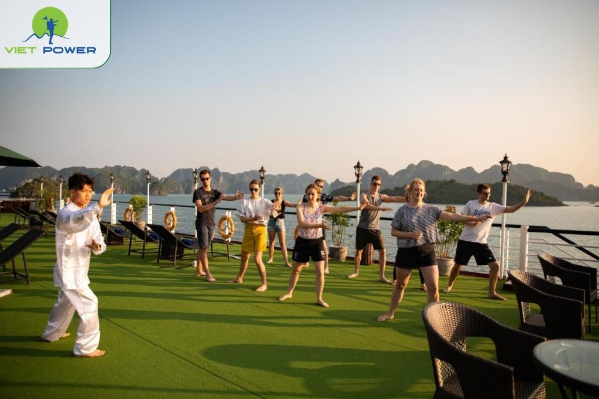 Tai Chi session on sundeck.