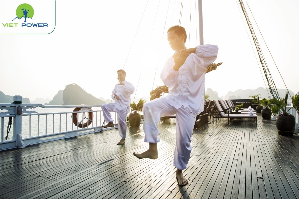 Morning Tai Chi sessions on the sundeck