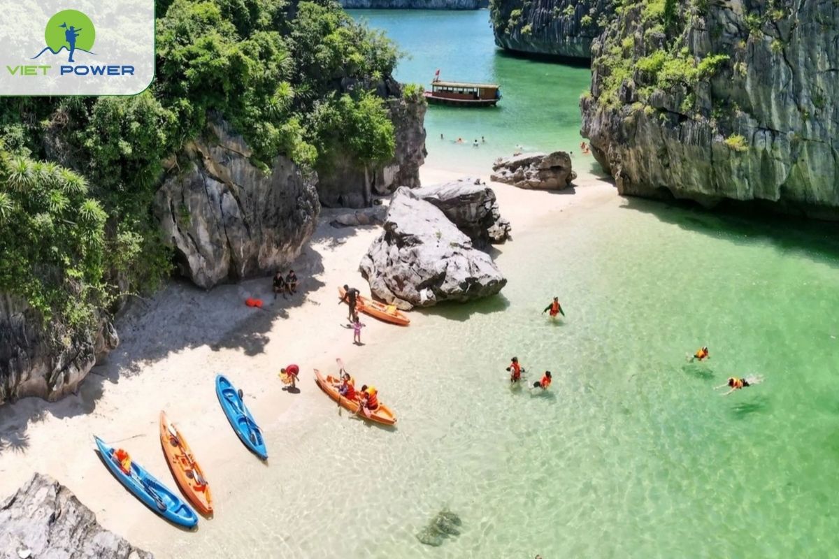 Swimming at Ba Trai Dao Beach