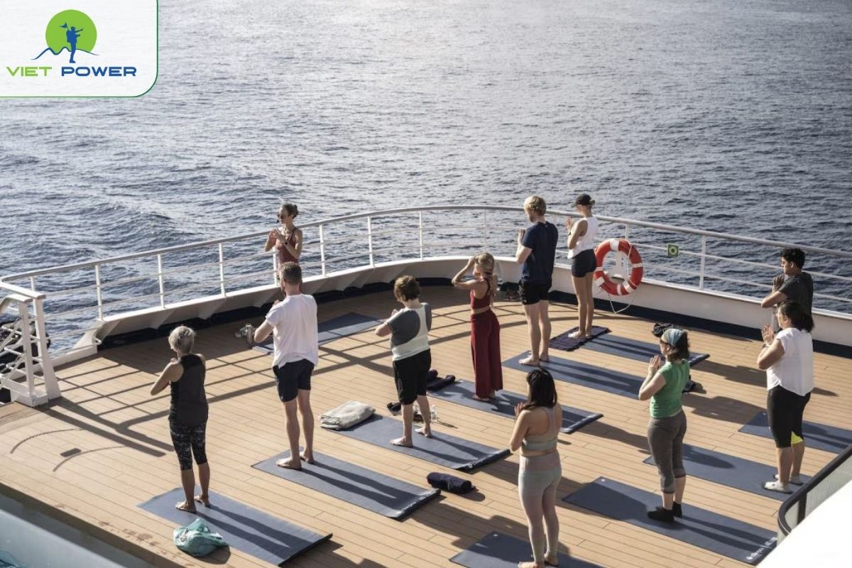 Yoga session on deck