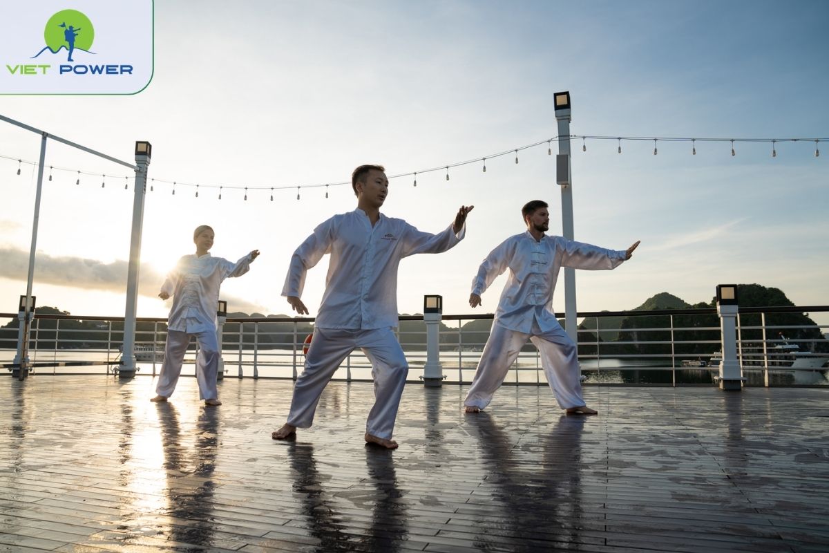 Tai Chi session on the sundeck