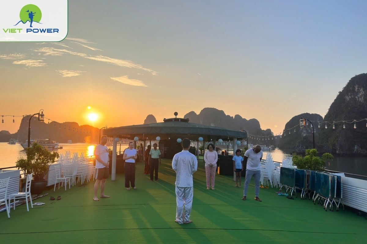 Tai Chi session on the sundeck